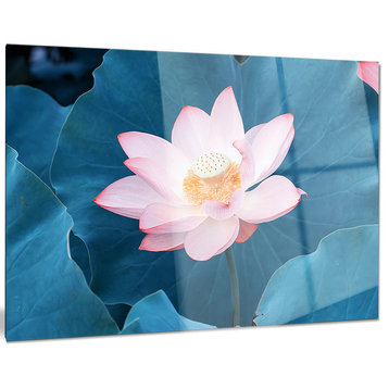 "Blooming Pink Lotus Flower" Oversized Metal Wall Art, 28"x12"