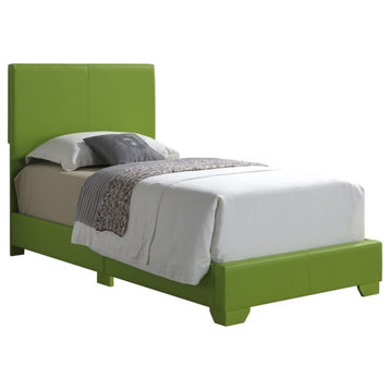 Glory Furniture Aaron Faux Leather Upholstered Twin Bed in Apple Green