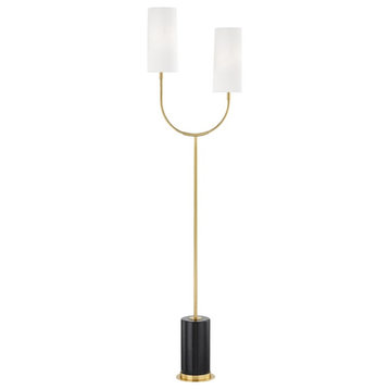 Hudson Valley Vesper 2-LT Marble Floor Lamp L1407-AGB - Aged Brass
