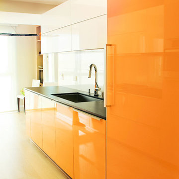 Vivid Orange High Glossy Kitchen in Marina del Rey