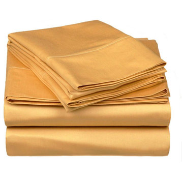 530 Thread Count Flat Bed Deep Fitted Sheet, Gold, California King