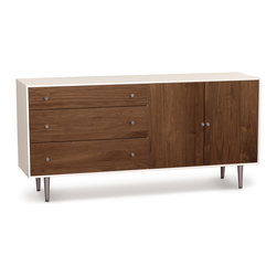 MiMo 3-Drawer 2-Door Dresser with Nickel Legs - Dressers