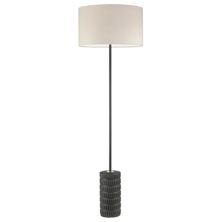 Felicity Contemporary 1 Light Beige Matte Black Fabric Floor Lamp