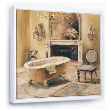 Designart French Bath I Traditional Bathroom Framed Artwork, White, 30x30