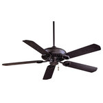 Minka Aire - Sundowner 54" Outdoor Ceiling Fan Heritage Black Blade - Rod Length(s): 6 x 0.75 Hardwire of Plug?: Hardwire Number of Bulbs Used: 0 Type/Wattage of Bulbs:  Are bulbs included? No UL Listed: Yes