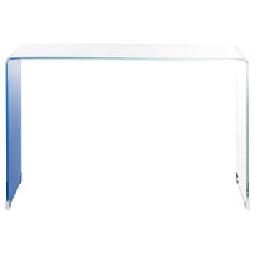 Trista Ombre Glass Console Table Clear/Blue