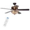 Gliska 52-Inch Lighted Ceiling Fan with Crystal Bowl Shade (Remote Controlled)