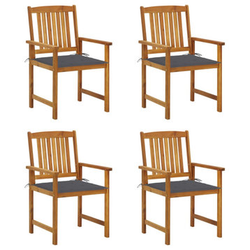 Vidaxl Director'S Chairs With Cushions, Set of 4, Solid Acacia Wood