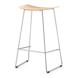 Winnie Chrome Stool with Solid American Ash Seat by Glid Studio - Bar Stools And Counter Stools