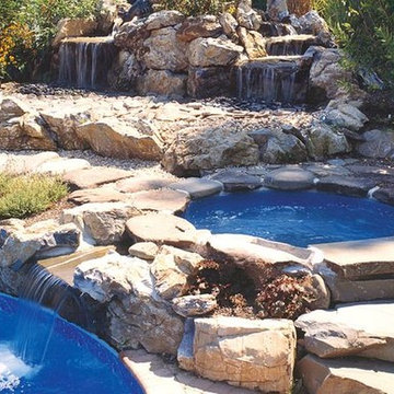 In Ground pool with adjacent built in spa