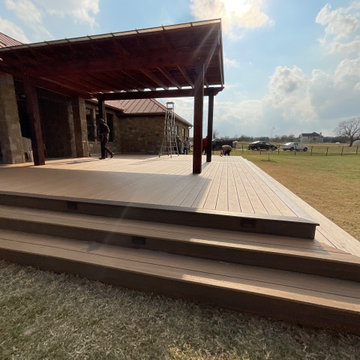 Cedar pergola and composite deck with lighting