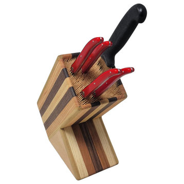 Large Wood Universal Knife Block without Knives Skewer 10 in USA Made Cherry, Single