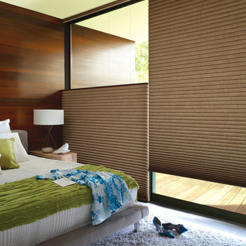 Traditional Tan Bedroom Custom Window Honeycomb Shades by Hunter Douglas