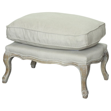 Rodney Ottoman, Linen Fabric, Material: Fabric, Linen