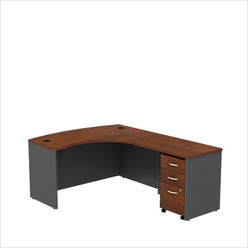 Series C RH Transitional Wood L Shaped Desk with Drawers in Hansen Cherry
