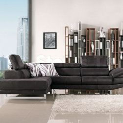 Italia Black Fabric Sectional Sofa - Sectional Sofas