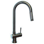 Westbrass - Single Hole Hi-Arc Pull-Down Wand in Satin Nickel - Westbrass single hole, single handle pull-down spray faucet reflects the style and grace of a contemporary faucet. Temperature and flow are controlled using the simplicity of a ceramic disc valve. The pull down spray moves easily, allowing filling a coffee pot on the counter, watering plants, or any of the dozens of kitchen utilities requiring a movable spout.