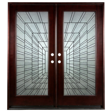 Exterior Front Entry Double Wood Door- Time Tunnel 36X80X2, Right Hand Swing In