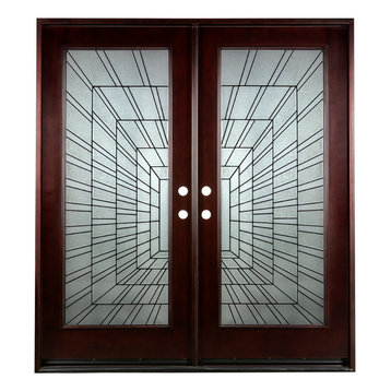 Exterior Front Entry Double Wood Door- Time Tunnel 36X80X2, Right Hand Swing In