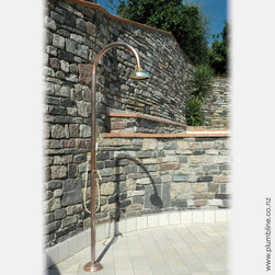 Origo Copper Outdoor Shower With Mixer And Handshower - Outdoor Showers