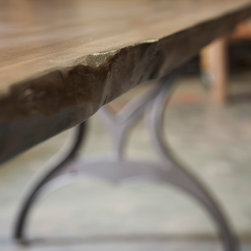 Live Edge Farm Style Table and Bench, Local Walnut - Dining Tables