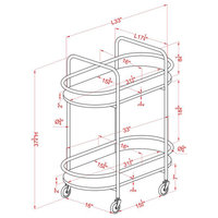 Stylish Brushed Silver 2 Shelf Serving Cart or Bookcase