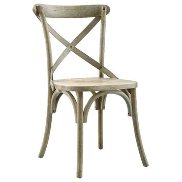 Modway Gear Modern Style Elm Wood Dining Side Chair in Gray Finish