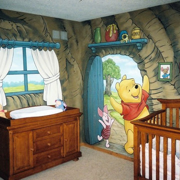 Winnie The Pooh Murals in a Nursery by Tom Taylor of Mural Art LLC