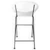 Puerto 31" Handmade Indoor/Outdoor Bar Height Stool With Black Frame, White Weave