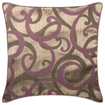 16x16 inch Scrolls Purple Silk Throw Pillow Covers, Scrolling All The Way Purple