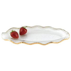 Silver Edge Handcrafted Mouth Blown 13 Platter Or Charger Traditional Serving Dishes And Platters By Badash Crystal