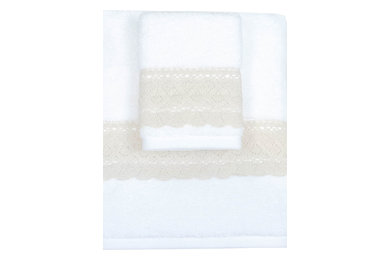 Mediterranean Crochet Edge Towel Set