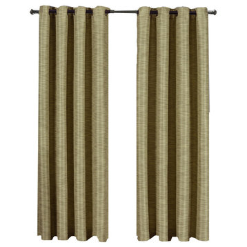 Galleria Blackout Thermal Insulated Stripe Curtain, Tan Beige, 108"x95", Set of