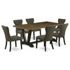 7-Piece Dining Table Set, 6 Parson Dining Chairs and Rectangular Table
