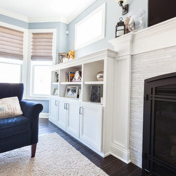 White Washington Mantle and Bookcases