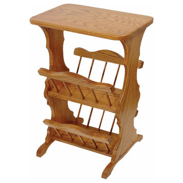 Amish Made Oak Accent Table with Magazine Rack, Seely Stain