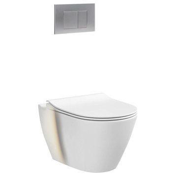 In-Wall Toilet Set, 2"x4" Carrier and Tank, Chrome Square Actuators