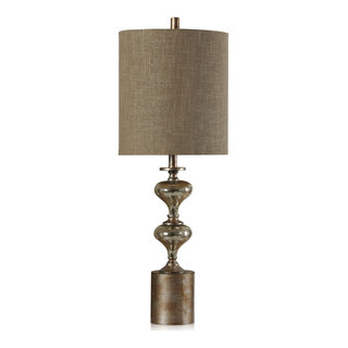 Contemporary Table Lamp, Northbay+Laslo Finish, Brown Hardback Fabric Shade  - Traditional - Table Lamps - by StyleCraft