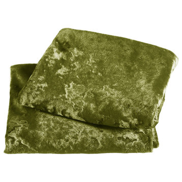 Crushed Velvet Pillow Cover 2 Piece Set, Avocado, 14" X 26"