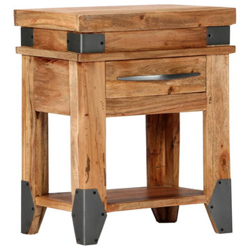 vidaXL Nightstand Storage Cabinet Bedside Table with Drawer Solid Wood Acacia