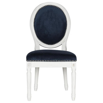 Ciley 19''h French Brasserie Oval Chair Silver Nail Heads Navy / Cream Set of 2