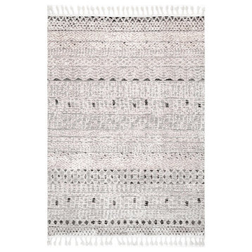 nuLOOM Talula Soft Textured Tassel Contemporary Shag Area Rug, Beige 3'x5'