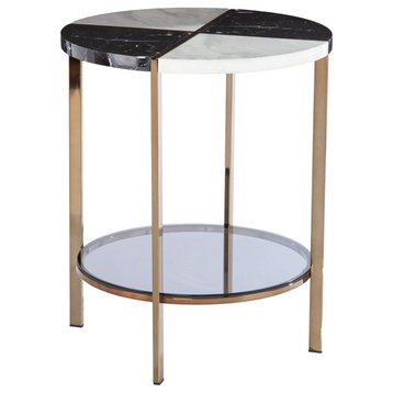 Wervin Round Faux Marble End Table
