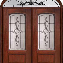 Prehung Transom Double Door 80 Fiberglass Marsais Arch Lite Glass - Front Doors