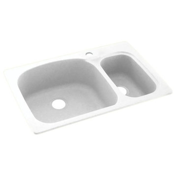 Swan 33x22x9 Solid Surface Kitchen Sink, 1-Hole, White