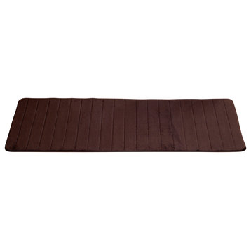 Memory Foam Extra Long Striped Bath Mat, Chocolate