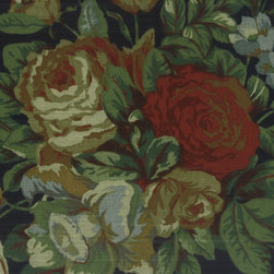 ROTH & TOMPKINS TEXTILES - English Garden Fabric, Garden Black, 54''x36'' - Upholstery Fabric