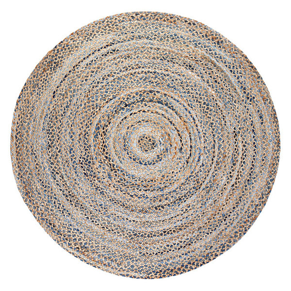 Kerala Denim and Jute Round Rug, 4'