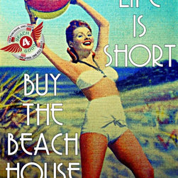 LIFE IS SHORT buy the beach house, beach  print , beach quote art, life quote be - Products