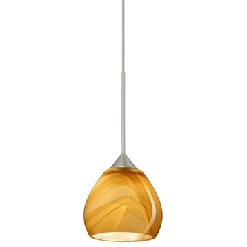 Tay Tay 1-Light Cord Pendant With Flat Cano Satin Nickel Honey Glass, LED